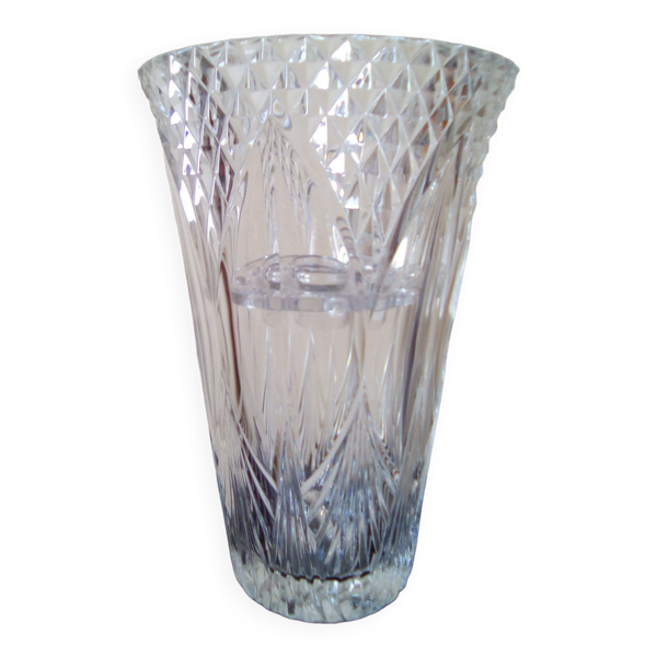 Vase en cristal avec support de bouquet et épis d'orge en cristal - Bon état sur Selency