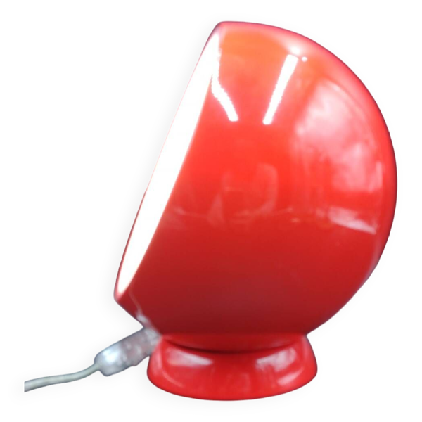 Rare lampe à poser d'ambiance bouboule aluminor en métal rouge vintage & design - Bon état sur Selency