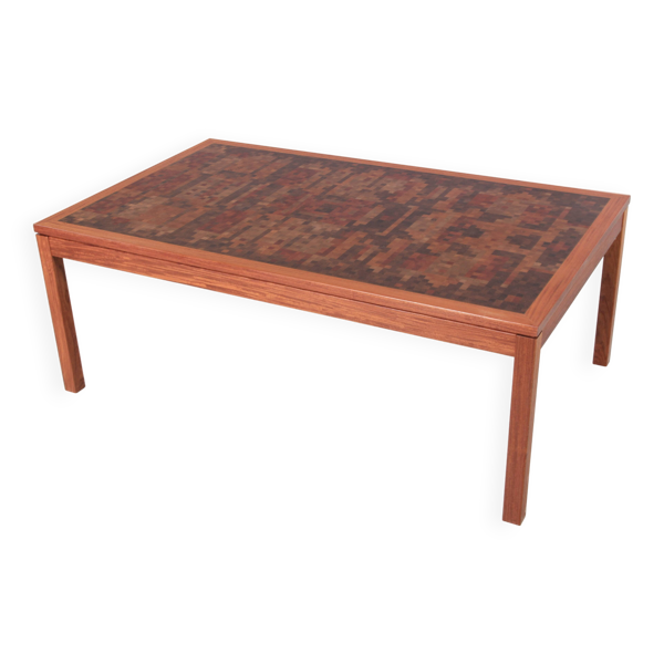 Grande table basse scandinave en marqueterie de bois debout - Bon état sur Selency