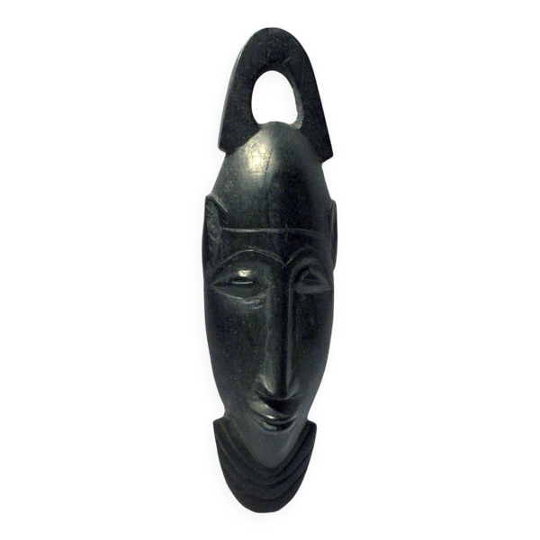 Masque africain en bois d'ébène - tête barbue vintage afrique ethnique 22x7