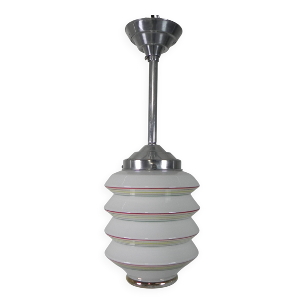 Vintage hanging lamp with glass shade, lantern model, 1950s