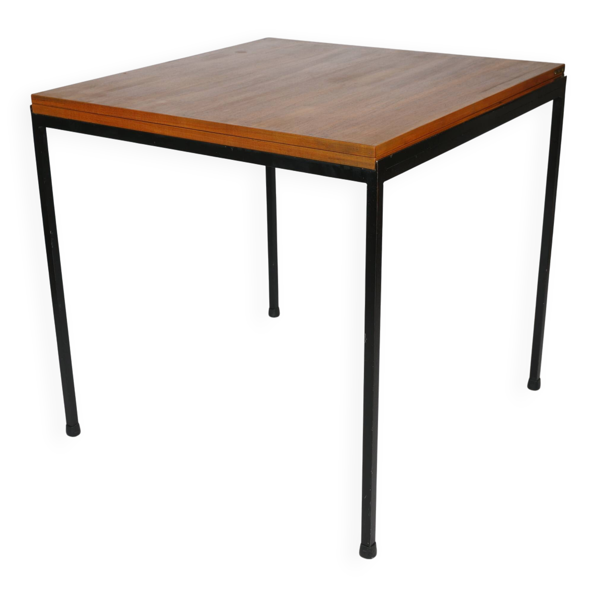 Table à manger extensible en métal et noyer, années 60