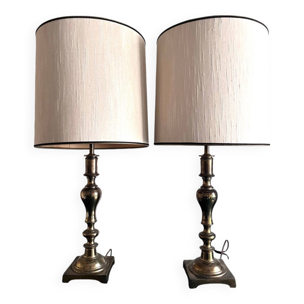 paire de lampes en laiton américaines - Bon état sur Selency