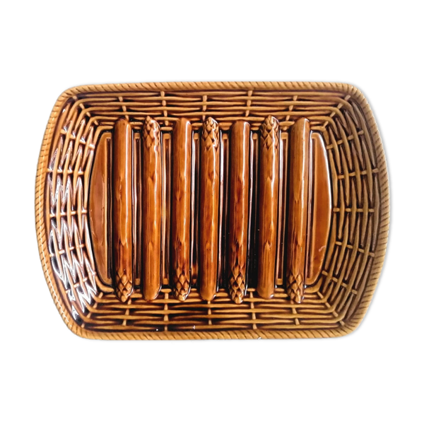 Plat à asperges barbotine Sarreguemines , 1960 - Bon état sur Selency