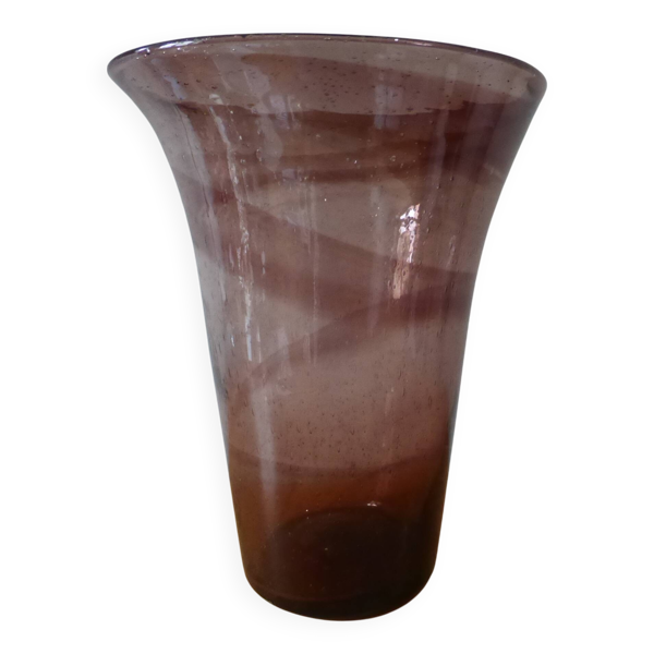 Vase en verre soufflé biot vintage