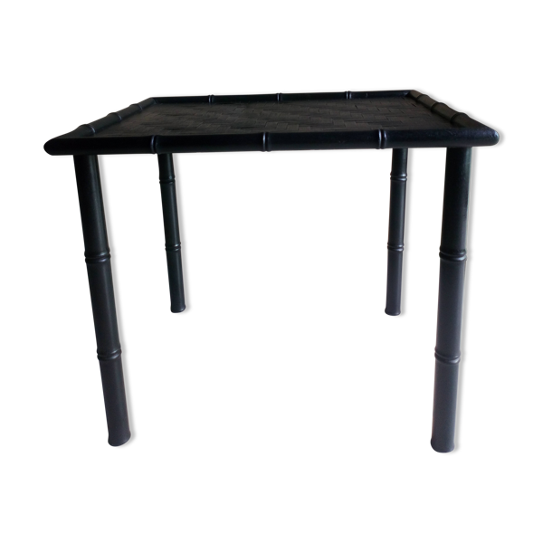 Table d'appoint bois et bambou noire - Bon état sur Selency