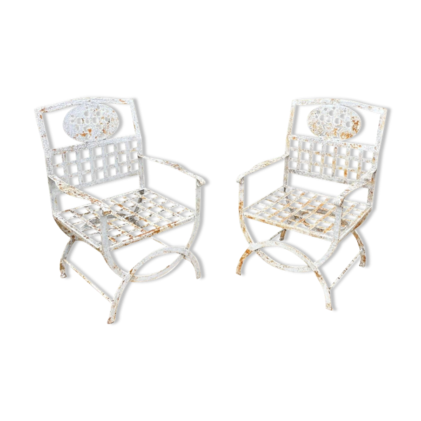 Paire de fauteuils en fer forgé - Bon état sur Selency