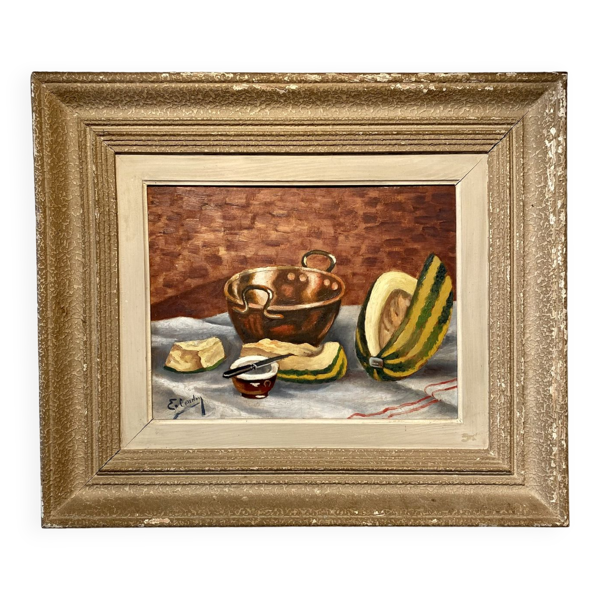 Tableau Nature morte à la pastèque milieu XX siècle