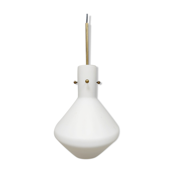 Suspension vintage moderniste suédoise verre opalin