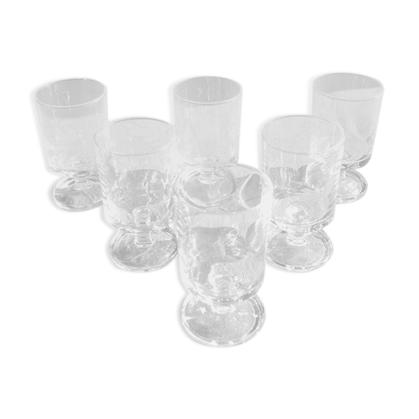6 anciens verres à pied luminarc transparents h10 cm - Bon état sur Selency