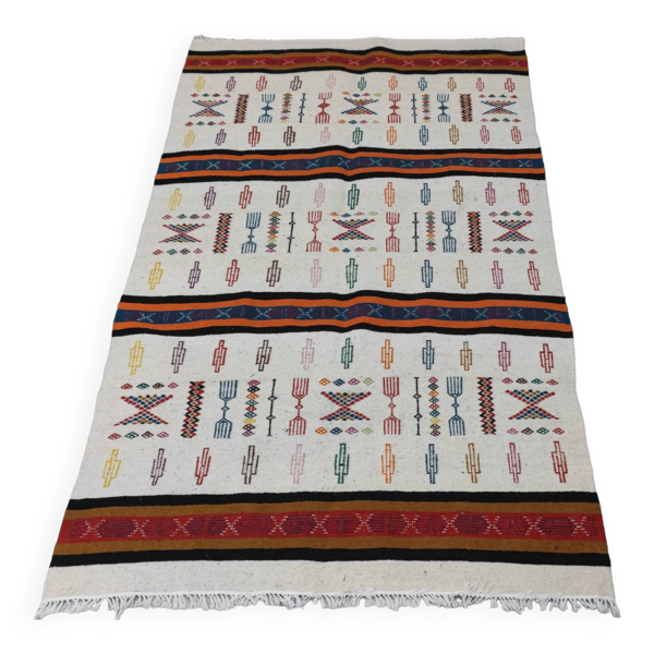 Tapis berbère fait main en laine naturelle - Bon état sur Selency
