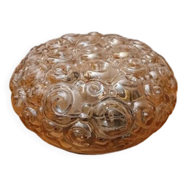 Plafonnier Helena Tynell verre fumé - modèle escargot 60/70 - Bon état sur Selency