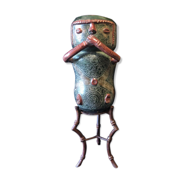 Vase anthropomorphe 68 cm céramique et fer forgé - Bon état sur Selency