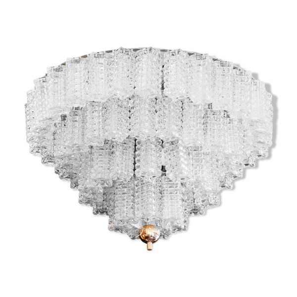 Lustre italien en verre parallélépipède, années 1960 - Bon état sur Selency