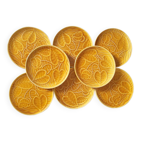 8 assiettes Sarreguemines en barbotine - Bon état sur Selency