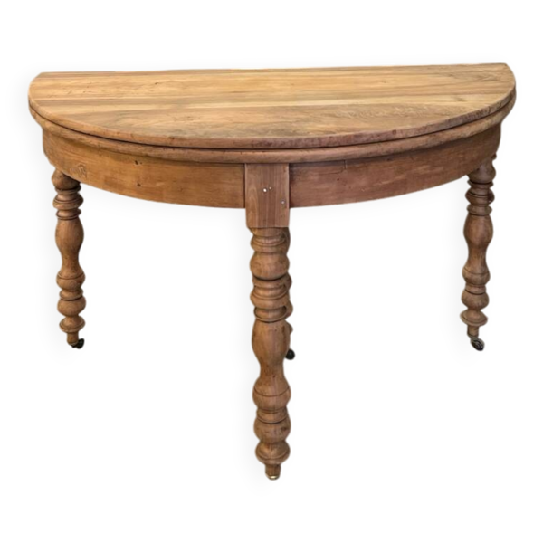 Table demi lune rabattable en noyer - Bon état sur Selency