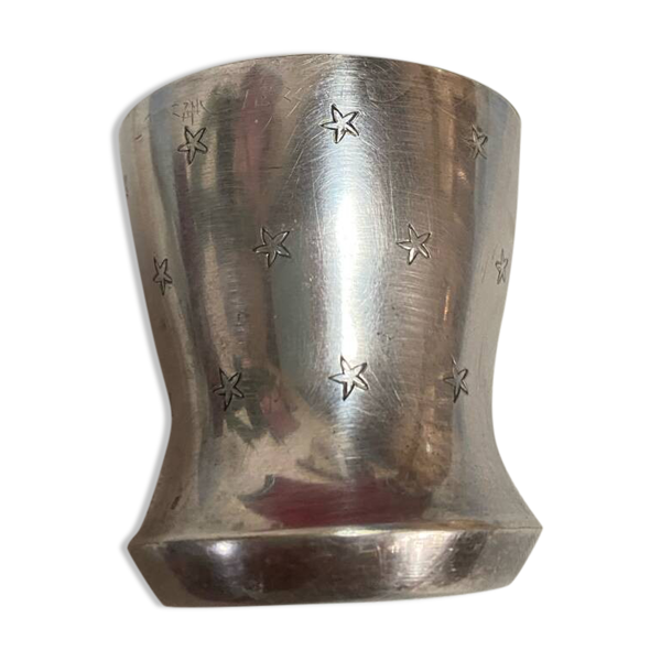 Coquetier en métal argenté ancien - Bon état sur Selency