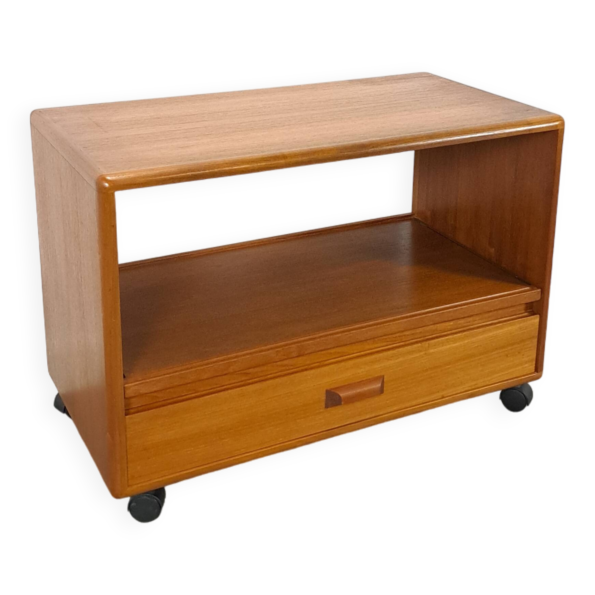 Meuble audio TV sur roulettes design danois en teck Dyrlund sur Selency