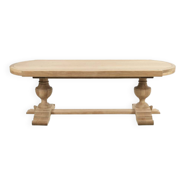 Grande table ovale en bois brut - Bon état sur Selency