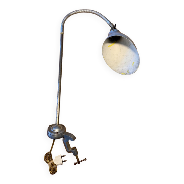 Lampe flexible d’atelier vintage en métal fixation étau - Bon état sur Selency