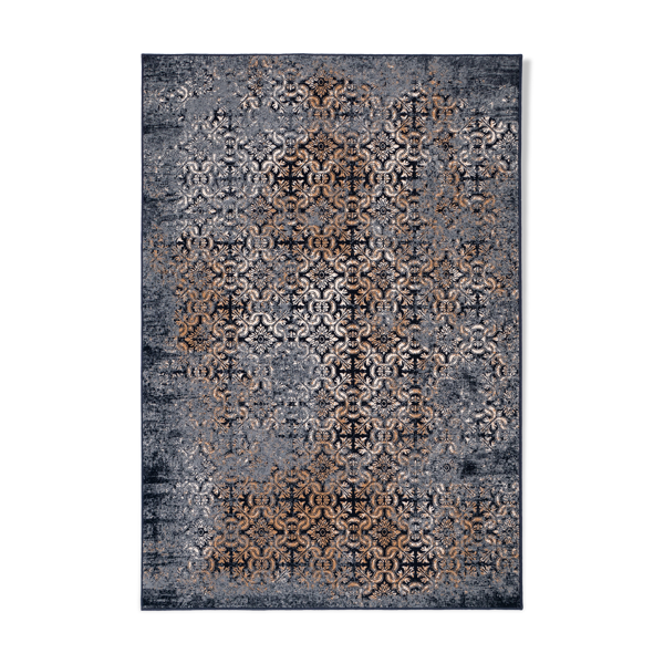 Tapis en laine bleu doré