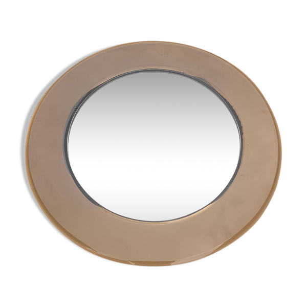 Miroir rond bord large verre fumé - Bon état sur Selency