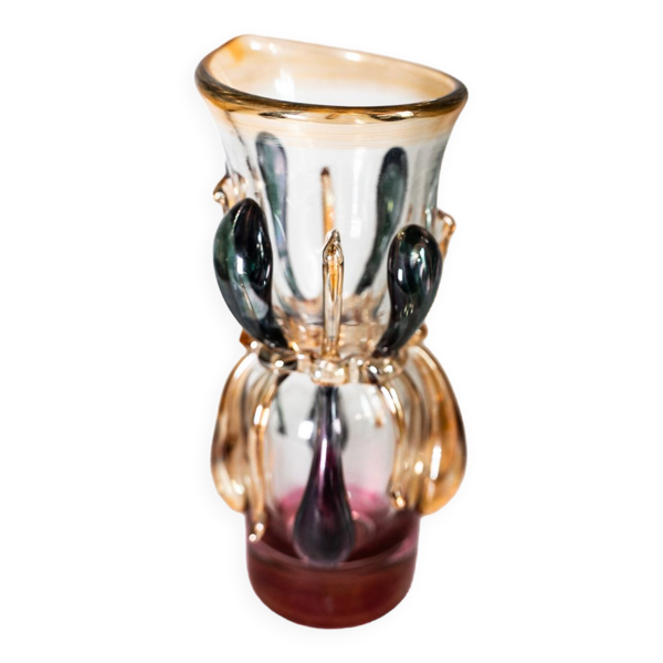 Vase Ion Tamaian en verre soufflé à la bouche - Bon état sur Selency