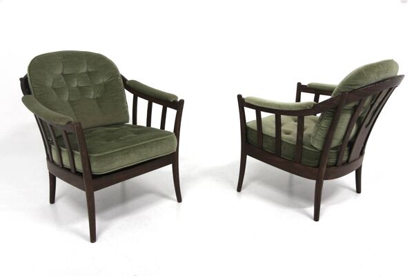2 fauteuils en velours, Bröderna Andersson, Suède, 1960