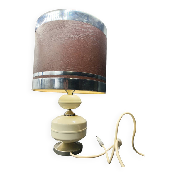 Lampe seventies 40 acier beige marron chrome