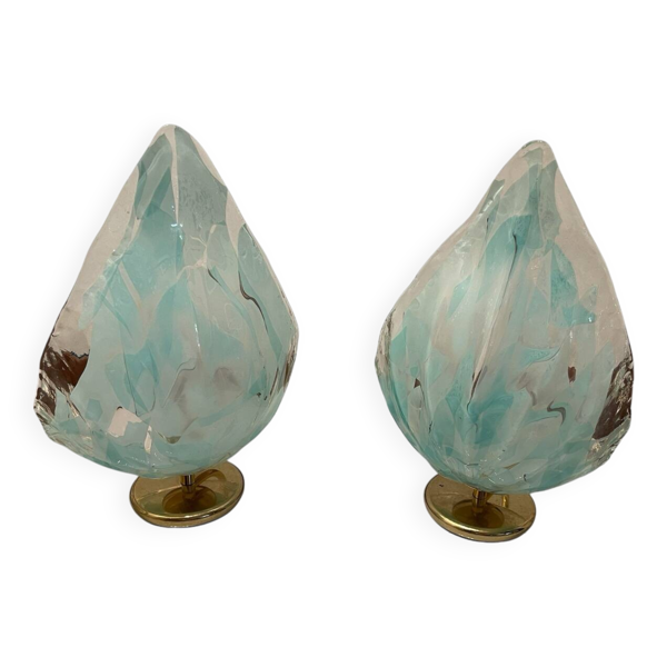Lot de 2 lampes de table en verre de Murano par La Murrina - Bon état sur Selency