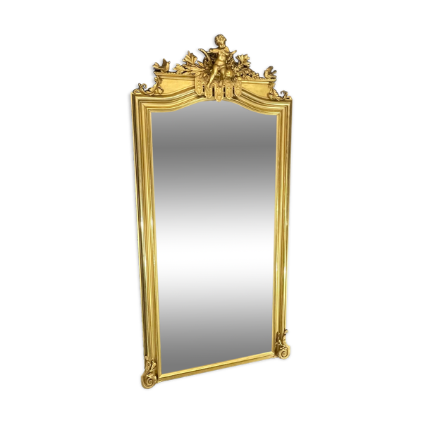 Miroir 204 x 98 cm époque XIXè Napoléon III, putti - Bon état sur Selency