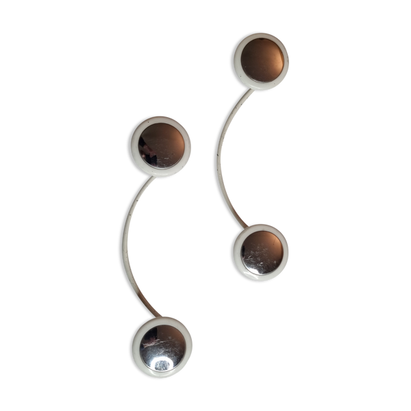 Paire de portemanteux vintage, blanc et argent, années 60 - Bon état sur Selency