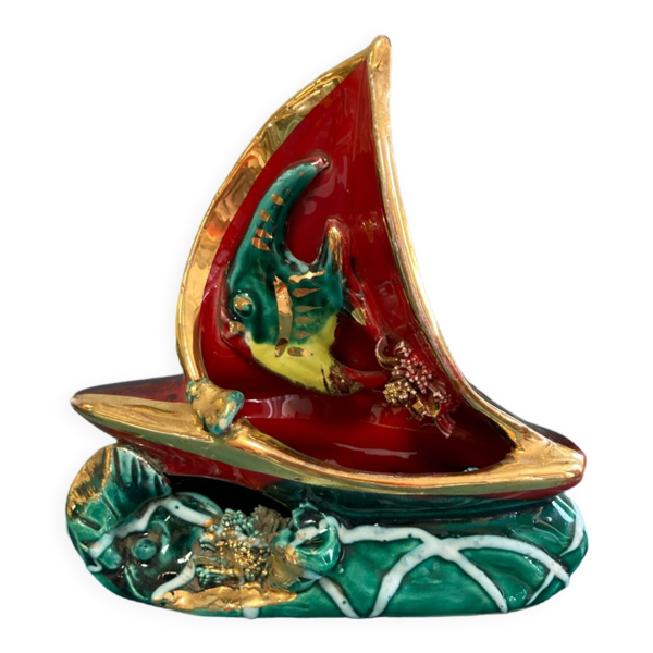 Lampe veilleuse Poisson céramique Vallauris - Bon état sur Selency