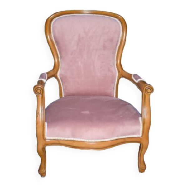 Fauteuil rose en bois