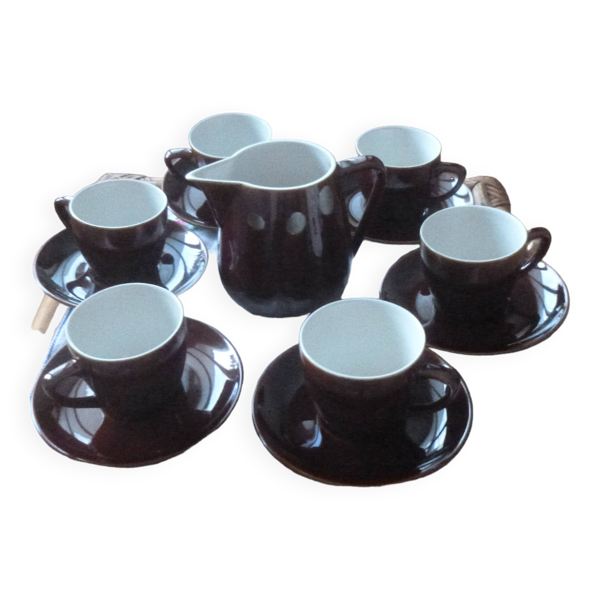 Service à café avec pot à lait Villeroy & Boch modèle bistrot Années 60 - Bon état sur Selency