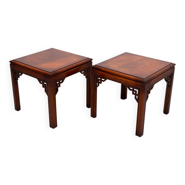 Paire de tables basses Drexel Chippendale en acajou, années 1970, États-Unis