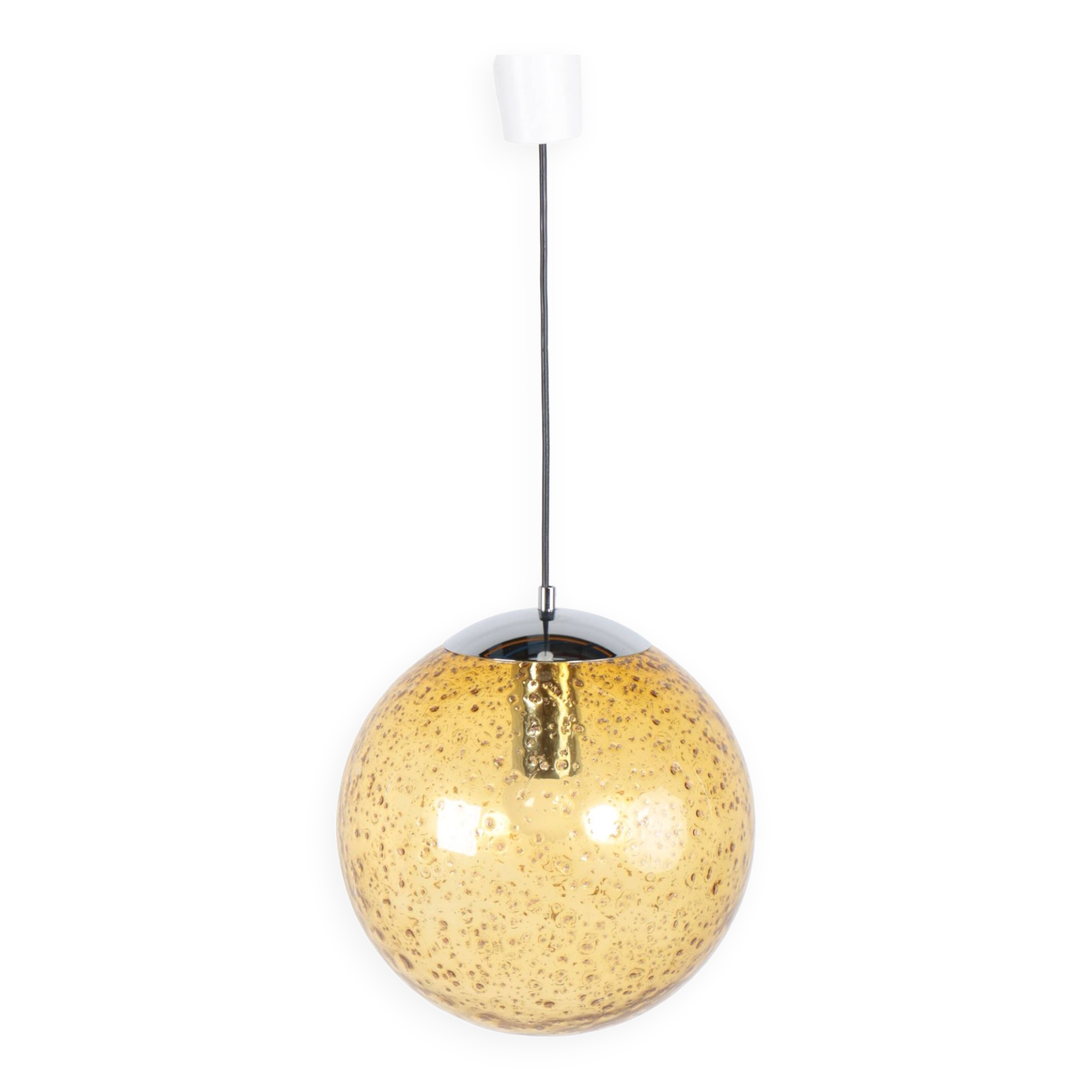 Suspension boule vintage en verre ambré