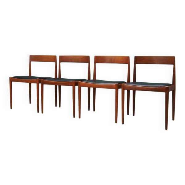 Ensemble de quatre chaises en teck, design danois, années 1970, designer : Kai Kristiansen, m - Bon état sur Selency