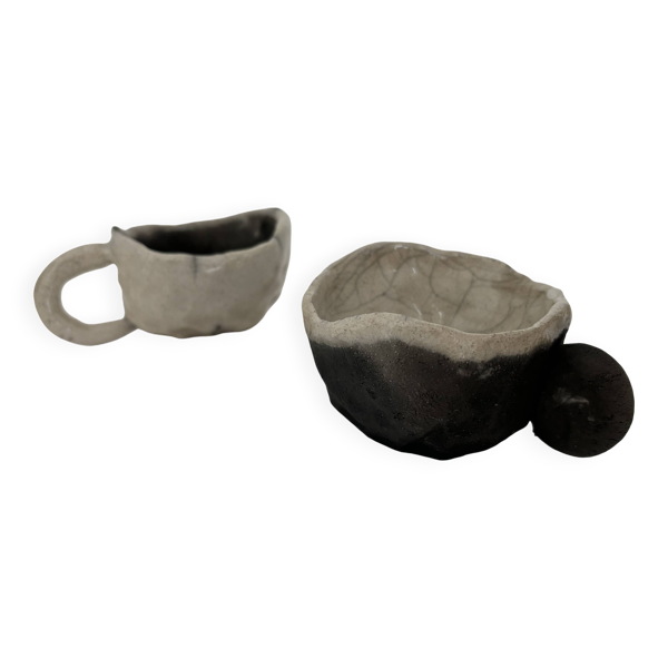 lot de deux Tasses à café raku - Bon état sur Selency