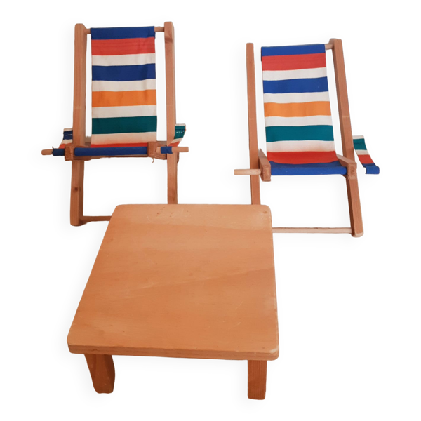 Salon de jardin de poupée en bois - Bon état sur Selency