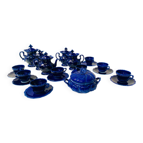 Service a thé café Art Déco en faïence polychrome XX siècle