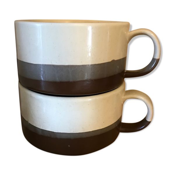 Paire de tasses mug déjeuner en grès