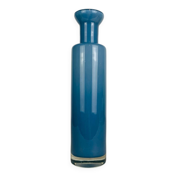 Vase verre bleu vintage style scandinave