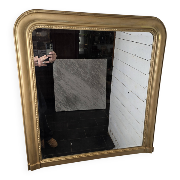 Ancien miroir doré et biseauté style Louis Philippe