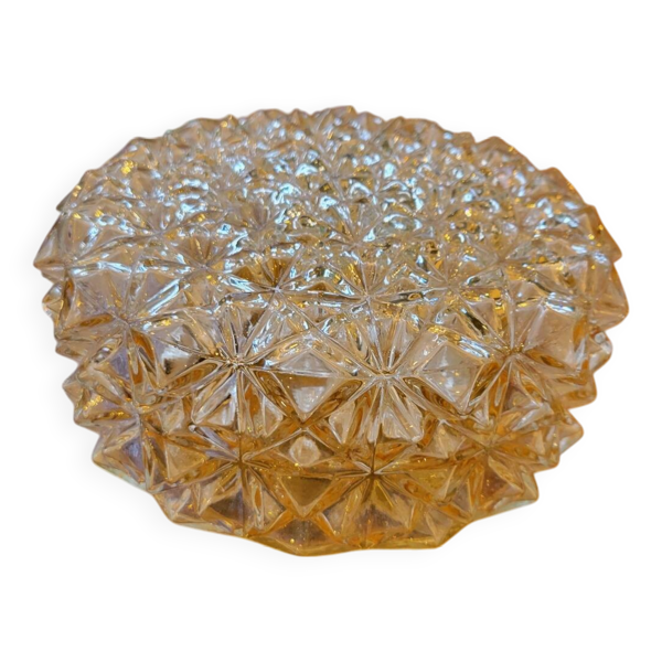 Plafonnier en verre pointe de diamants - Bon état sur Selency