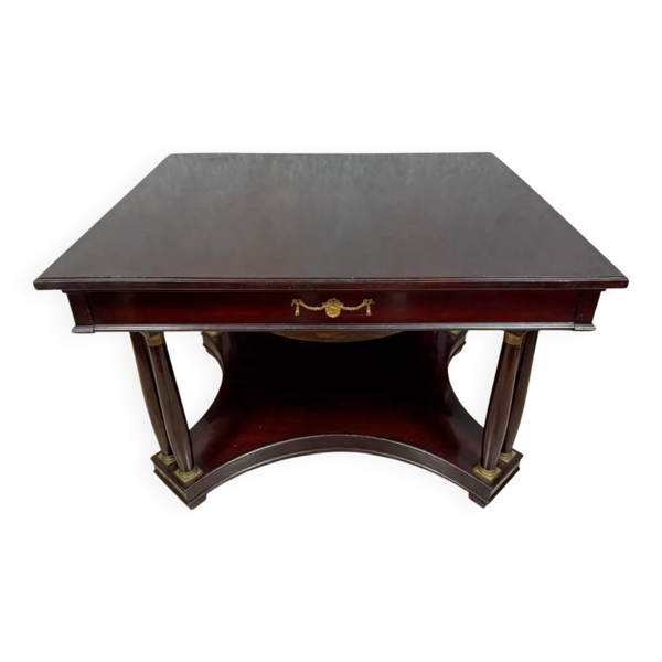 Table Empire a 8 colonnes en acajou et bronzes dorés vers 1880