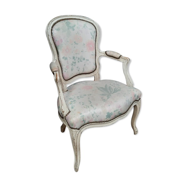 Fauteuil Louis XV en bois laqué  blanc Bon état -  reconditionné disponible sur Selency