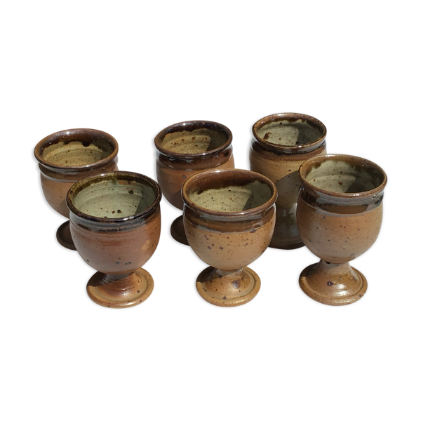 6 tasses grès P.Digan La Borne pyrite - Bon état sur Selency