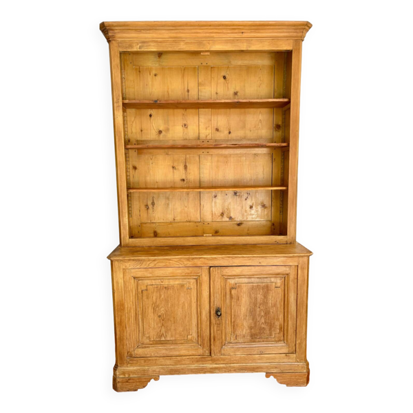 Buffet ancien à deux corps, vaisselier en chêne massif