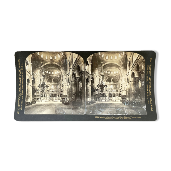 Photographie ancienne stereo, stereograph, luxe albumine 1903 Saint-Marc, Venise